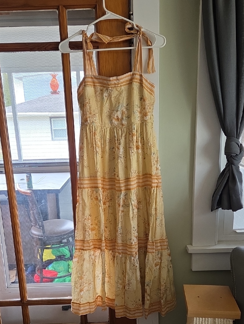 Yellow Floral Tie-Shoulder Maxi Dress